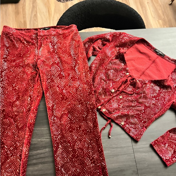 Betsey Johnson Tops - Betsey Johnston Red Snake Print Two-Piece Set